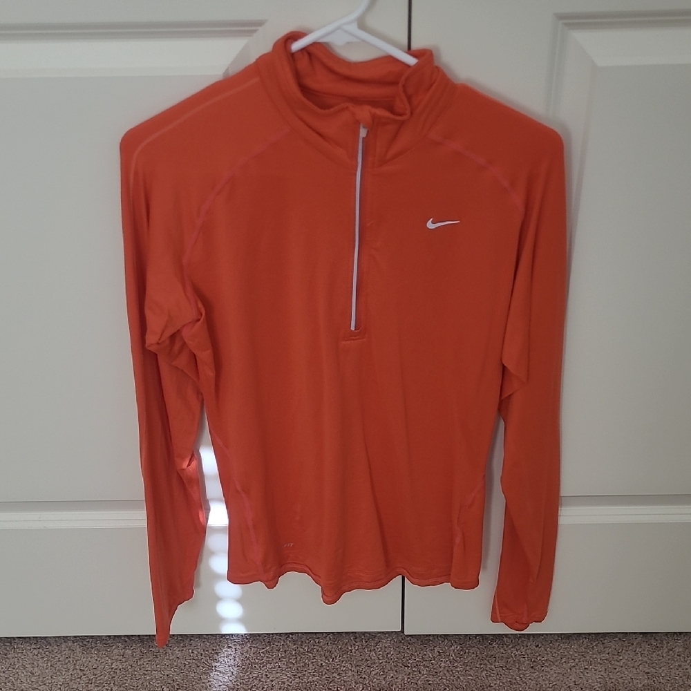 NWOT! Women's NIKE Dri-FIT Orange 1/4-Zip Long Sleeve Running Top